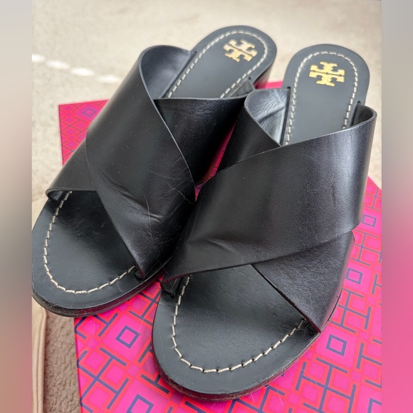 Tory Burch Montrose 55MM Mule Monark Vachetta Women's Shoes Size 9 Black - Picture 1 of 14